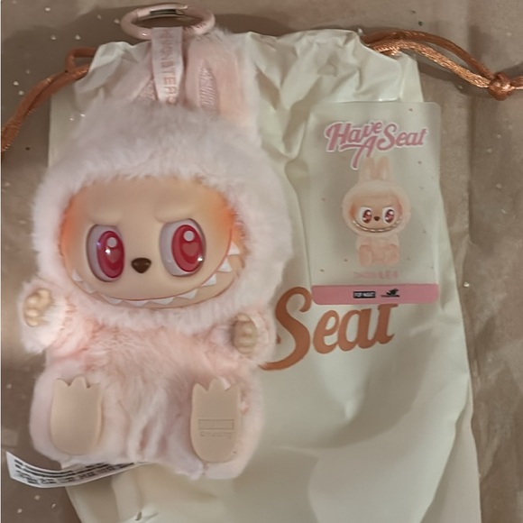 Pop mart Have a seat Labubu DaDa Pink Plush Toy - Picture 1 of 4